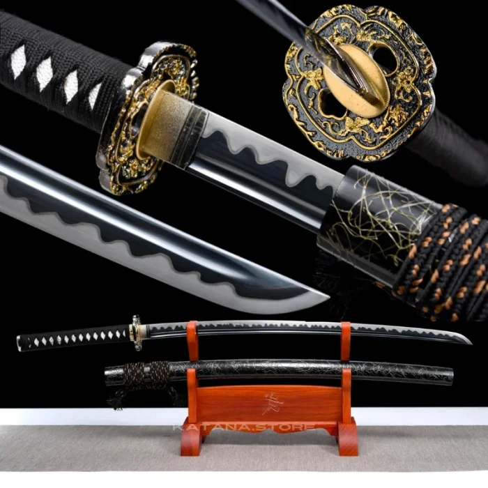 Black Handle Gold Guard Katana - Image 10