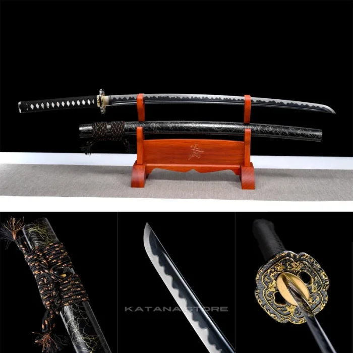 Black Handle Gold Guard Katana - Image 11