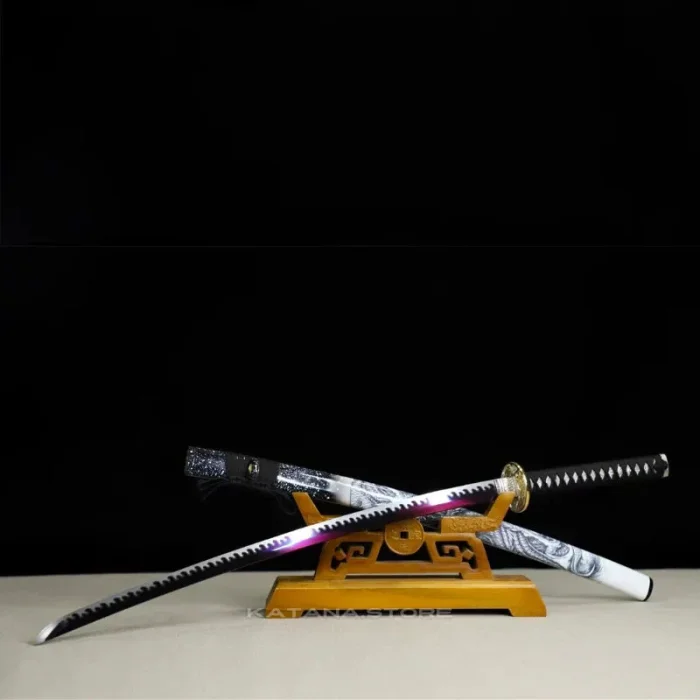 Black Purple and Silver Katana Sword - Image 7