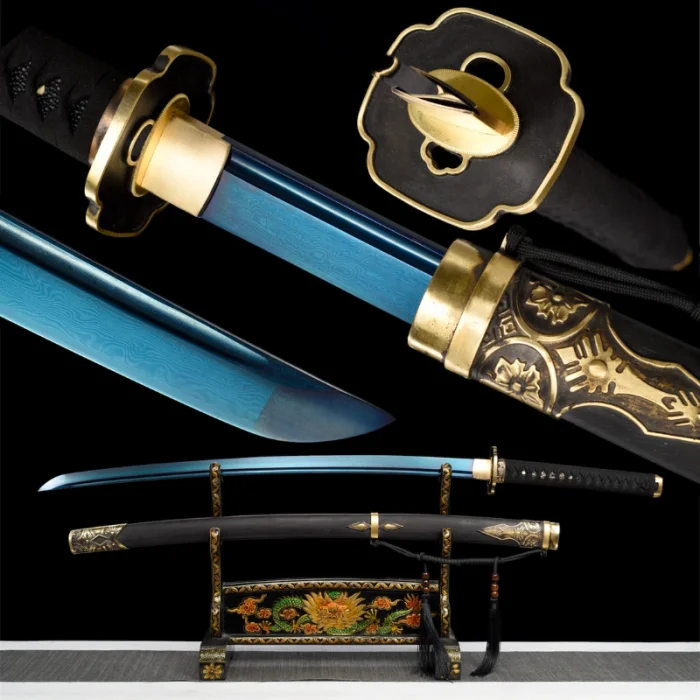 Blue Damascus Steel Katana - Image 10