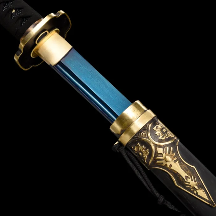 Blue Damascus Steel Katana - Image 3