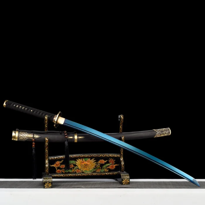 Blue Damascus Steel Katana - Image 8