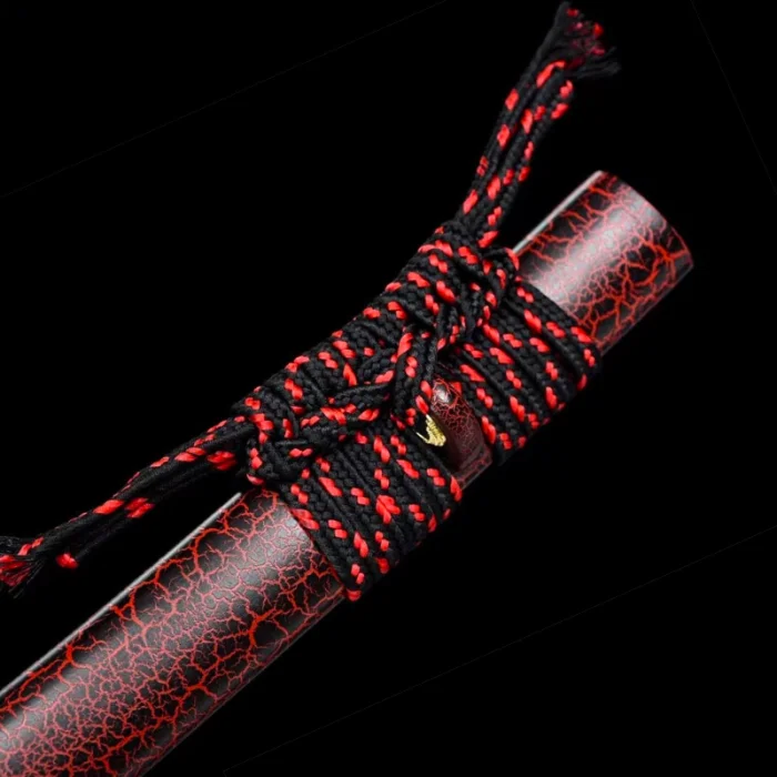 Red and Black Damascus Katana - Image 2
