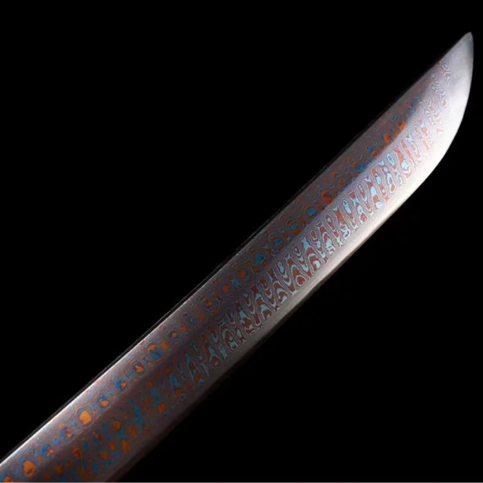 Red and Black Damascus Katana - Image 3