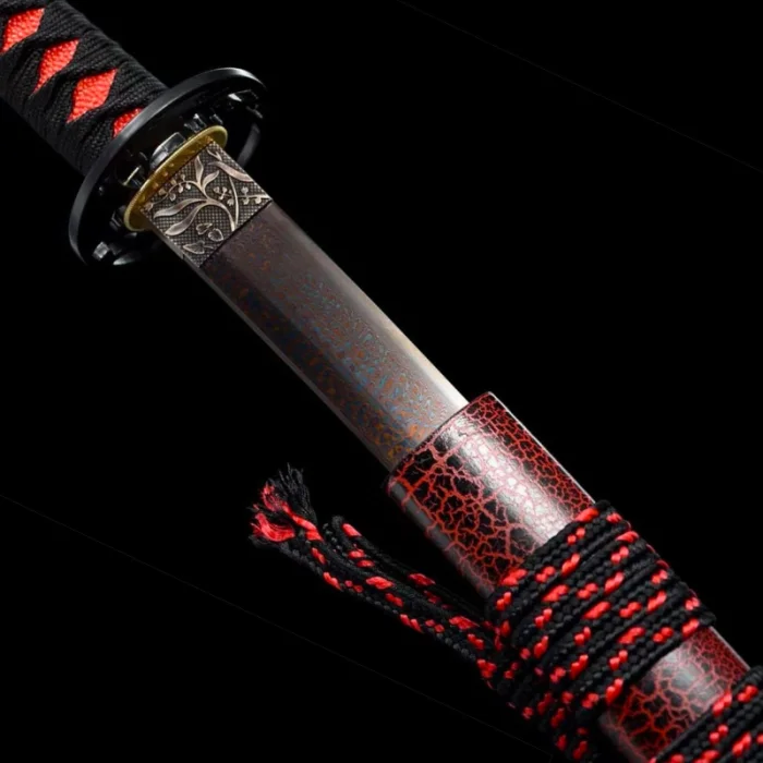 Red and Black Damascus Katana - Image 4