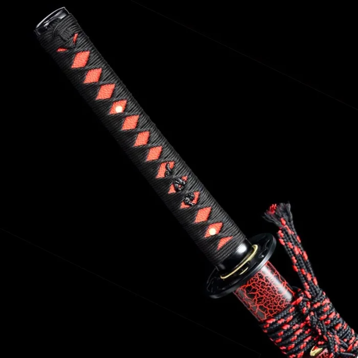 Red and Black Damascus Katana - Image 5